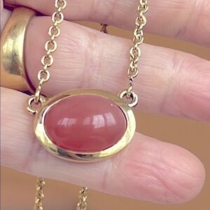 18k Gold Oval moonstone Pendant Necklace